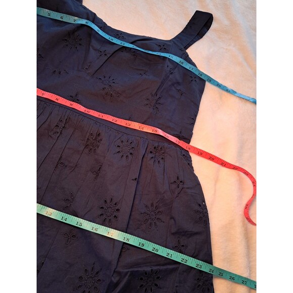 J.Crew Eyelet Midi Dress Antique Navy Blue Sleeveless CI223 Size 16 NWT - Picture 7 of 10